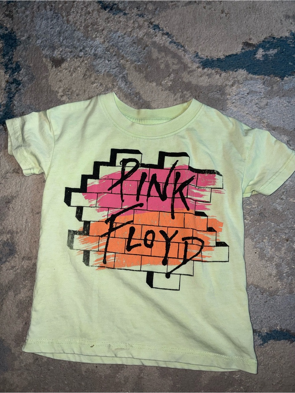 Pink Floyd Kids Tee in Pale Yellow with Pink & Orange Graphic
